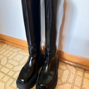 Knee high chunky boots